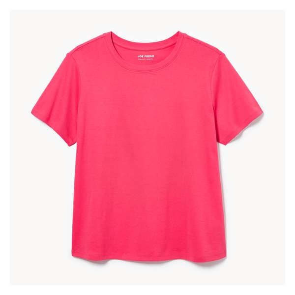 Women+ Essential Organic Cotton Crew Neck T-Shirt - Bright Pink