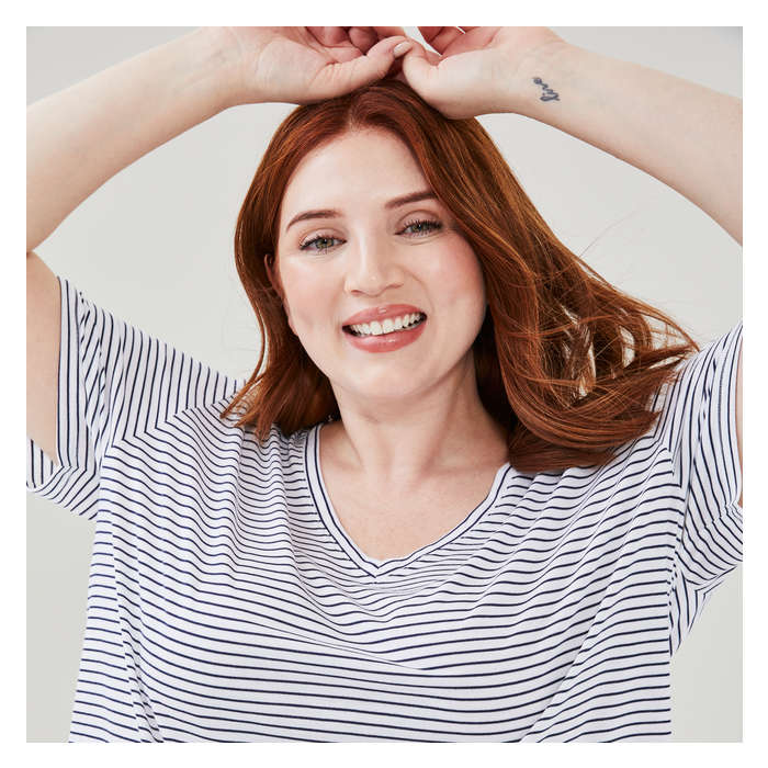 Women+ Stripe Relaxed V-Neck T-Shirt