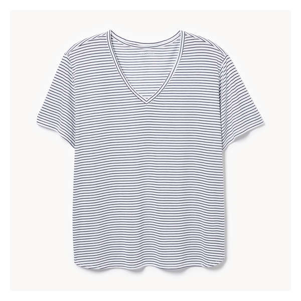 Women+ Stripe Relaxed V-Neck T-Shirt - White