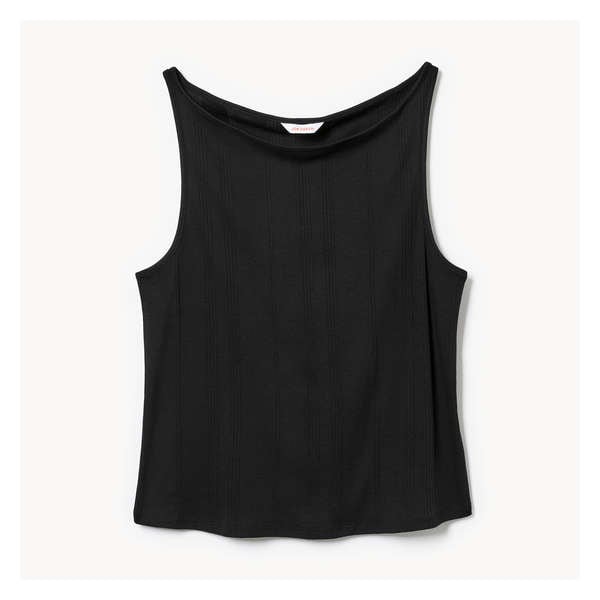 Women+ High Neck Rib Tank - JF Black