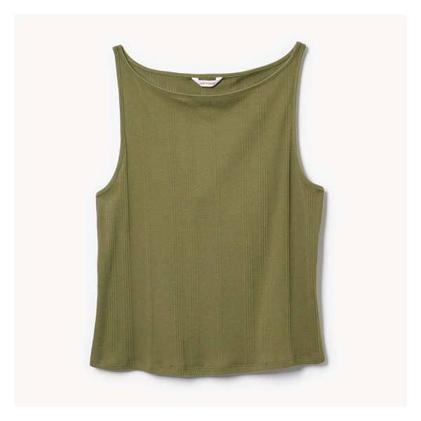 Women+ High Neck Rib Tank - Olive
