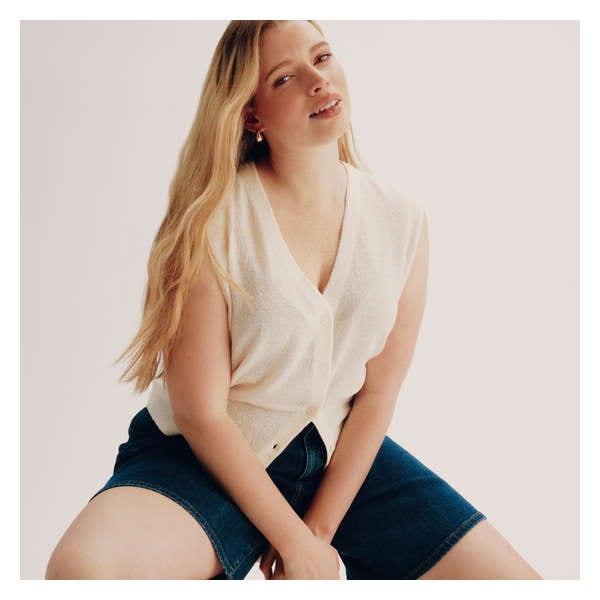Women+ Boucle Sweater Vest - Cream