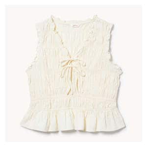 Women+ Smocked Tie Top - Cream