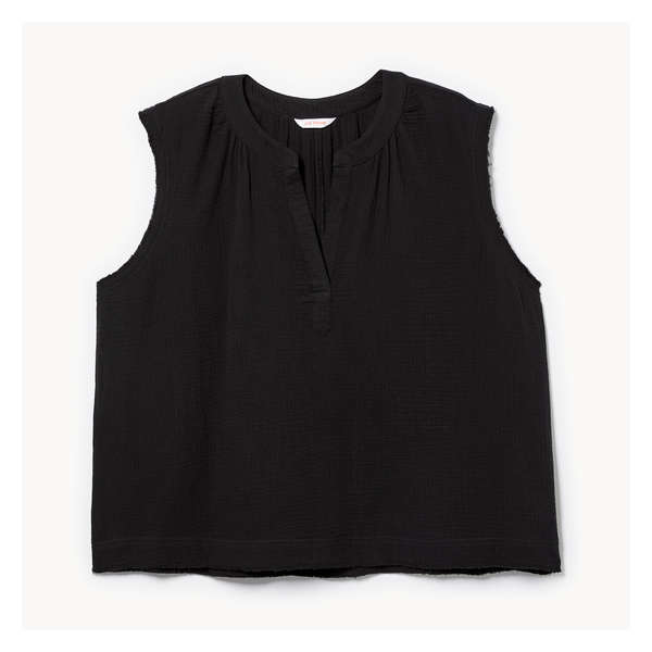 Women+ Raw Edge Woven Top - JF Black