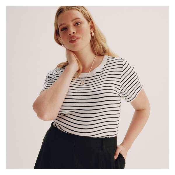 Women+ Stripe Rib T-Shirt - White