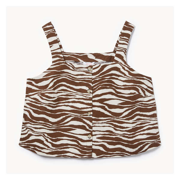 Women+ Linen Blend Button-Up Tank - Dark Brown
