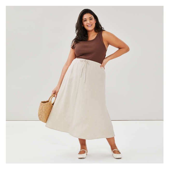 Women+ Linen Blend Midi Skirt