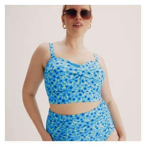 Women+ Twist Front Swim Top - Bright Blue
