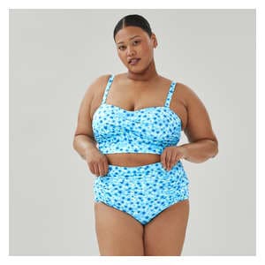 Women+ High Waist Floral Swim Bottom - Bright Blue