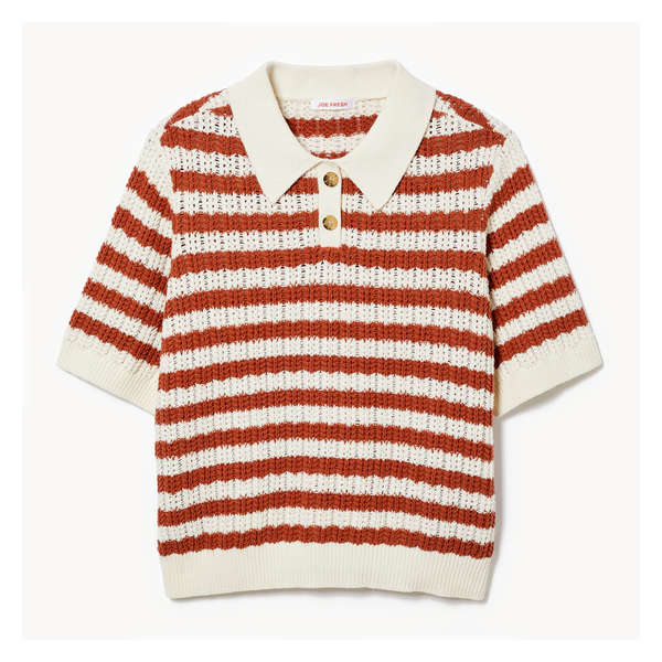 Women+ Stripe Knit Polo - Copper