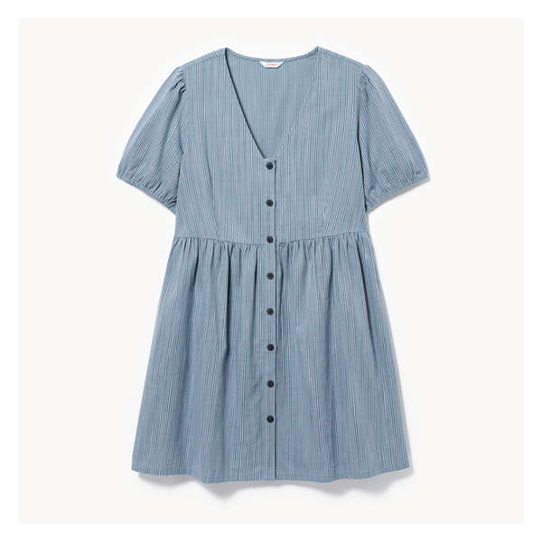 Women+ Stripe Button-Up Midi Dress - Dusty Blue