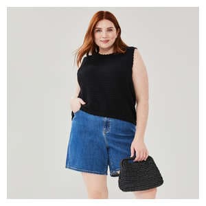 Women+ Crochet Tank - JF Black