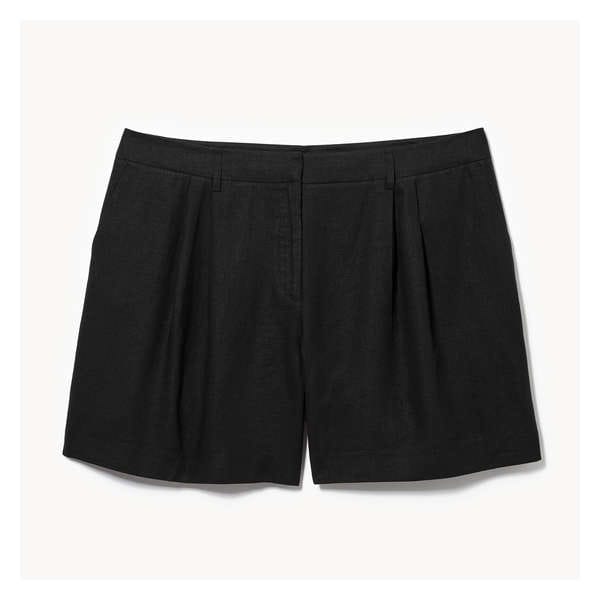 Women+ Linen Blend Pleated Trouser Short - JF Black