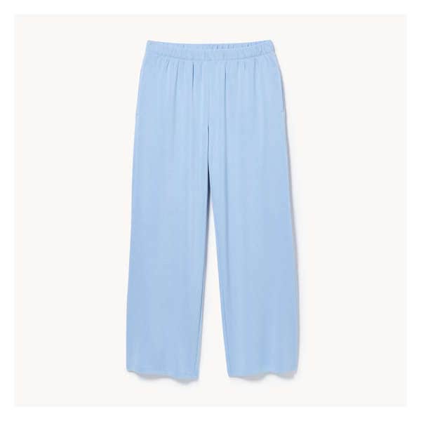 Rib Wide Leg Pajama Pant - Light Blue