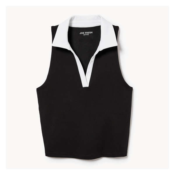 Active Crop Polo Golf Tank - Black