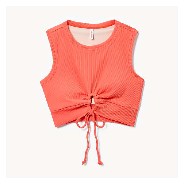 Cinched Crop Swim Top - Bright Orange