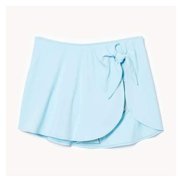 Faux Wrap Swim Skirt - Pastel Blue