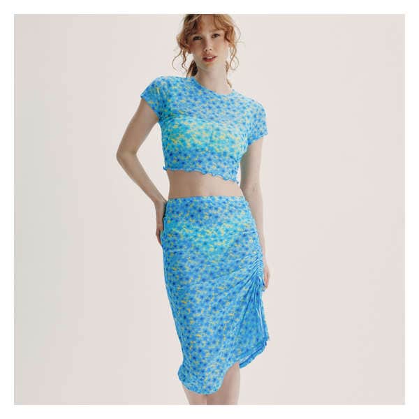 Mesh Skirt Cover-Up - Bright Blue