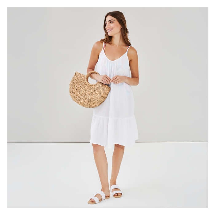 Aux Femmes Robe trapèze cache-maillot de bain - Blanc