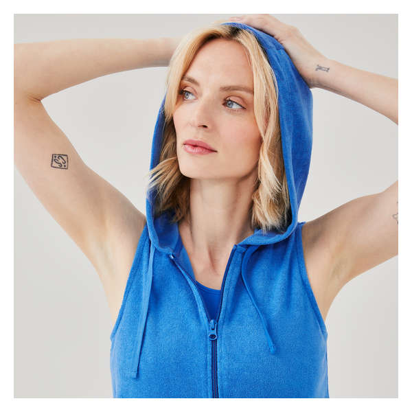 Terry Hooded Cover-Up - Blue