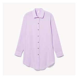 Button-Up Tunic Cover-Up - Light Lilac