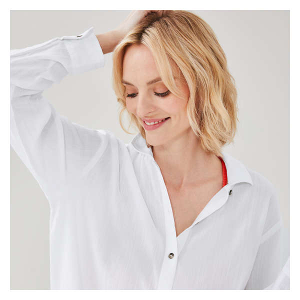 Button-Up Tunic Cover-Up - White