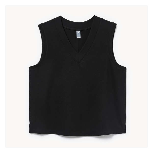 Cami sport à col en V en ratine bouclée - Noir