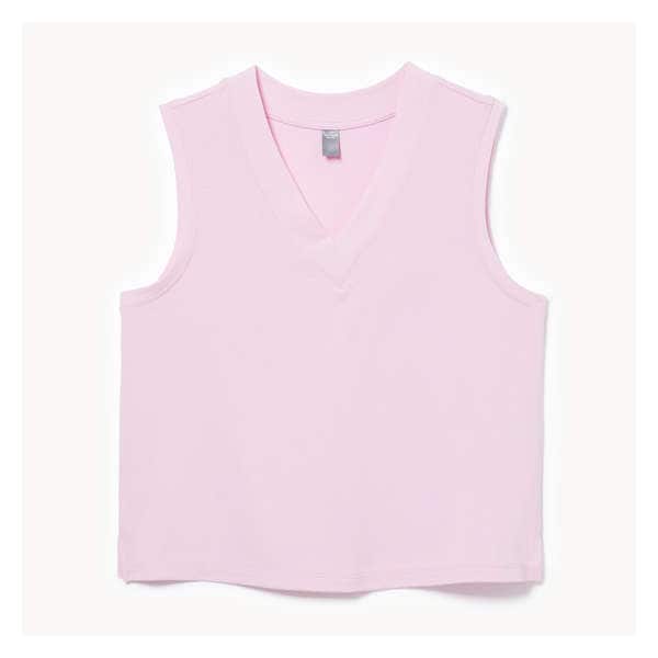 Cami sport à col en V en ratine bouclée - Rose Pâle