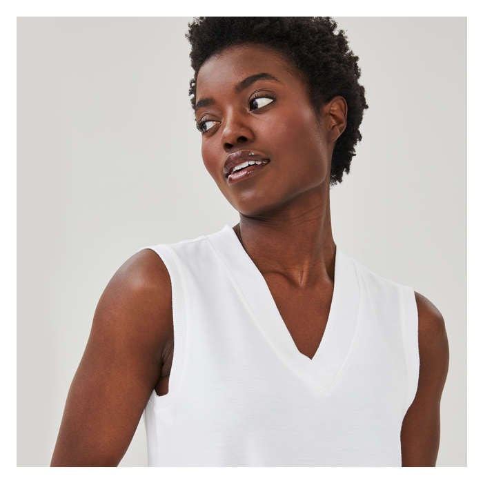 Women's Active Terry V-Neck Tank - White