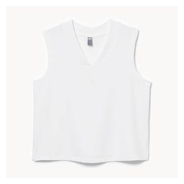 Cami sport à col en V en ratine bouclée - Blanc