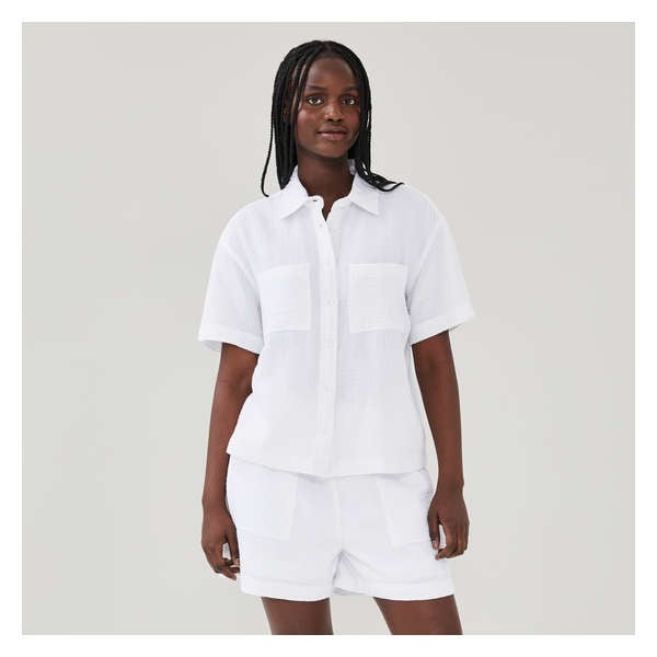 Gauze Button-Down Shirt - Bright White