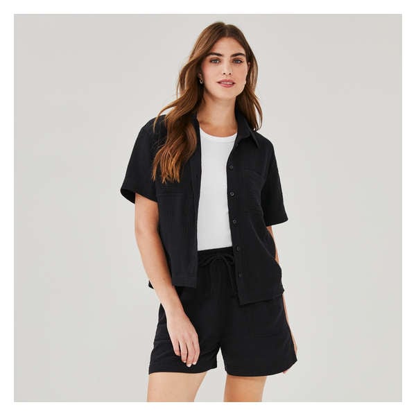 Gauze Button-Down Shirt - JF Black