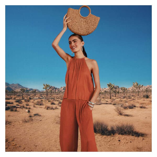 Crepe Satin Halter Top - Copper