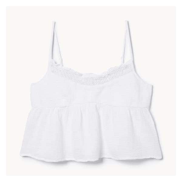 Crinkle Gauze Baby Doll Top - Bright White