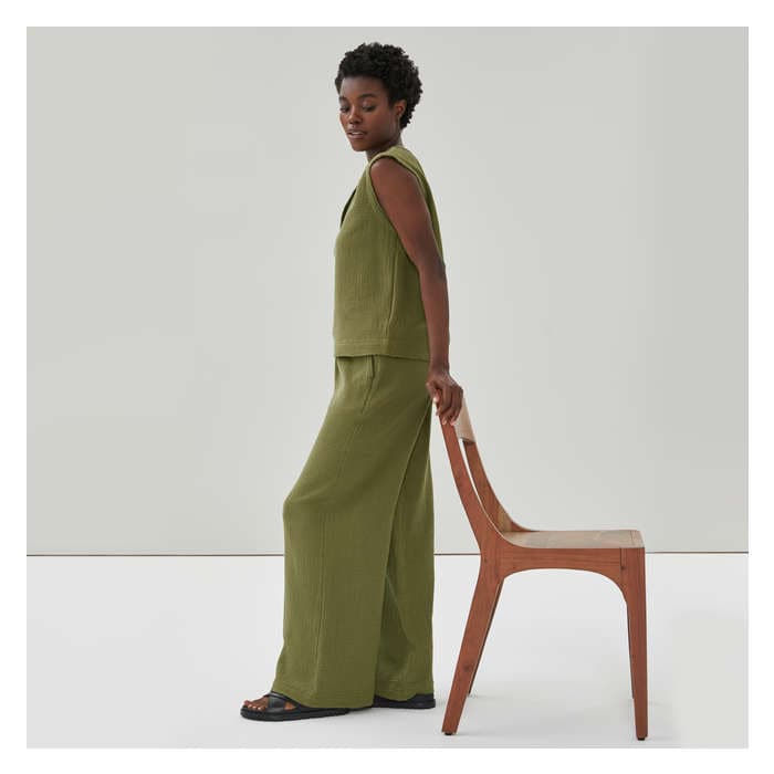 Women's Crinkle Gauze Pant - Olive