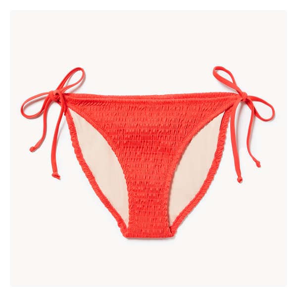 Smocked String Bikini Bottom - Bright Orange