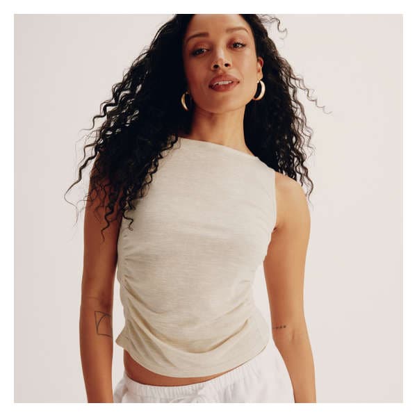 Ruched Sleeveless Top - Light Sand