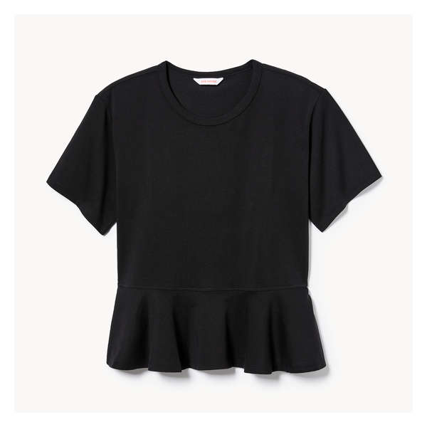 Peplum Cotton T-Shirt - JF Black