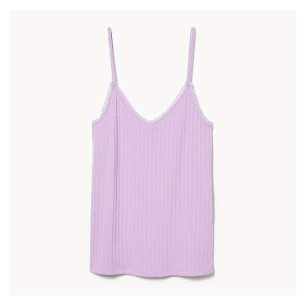 Lace Trim Rib Cami - Light Purple