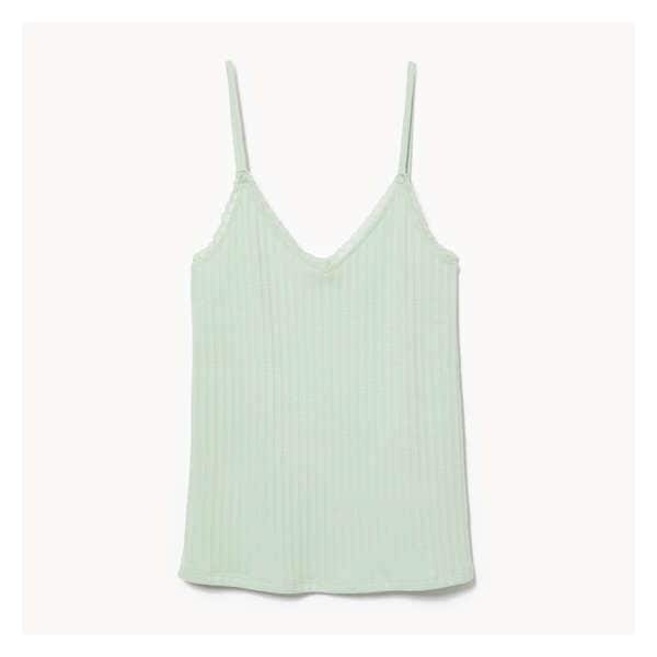 Lace Trim Rib Cami - Mint Green