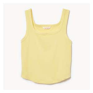 Curved Hem Rib Tank - Pastel Yellow
