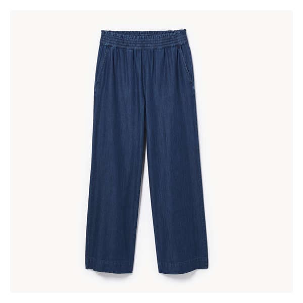 Dark Wash Wide Leg Chambray Pant - Dark Wash