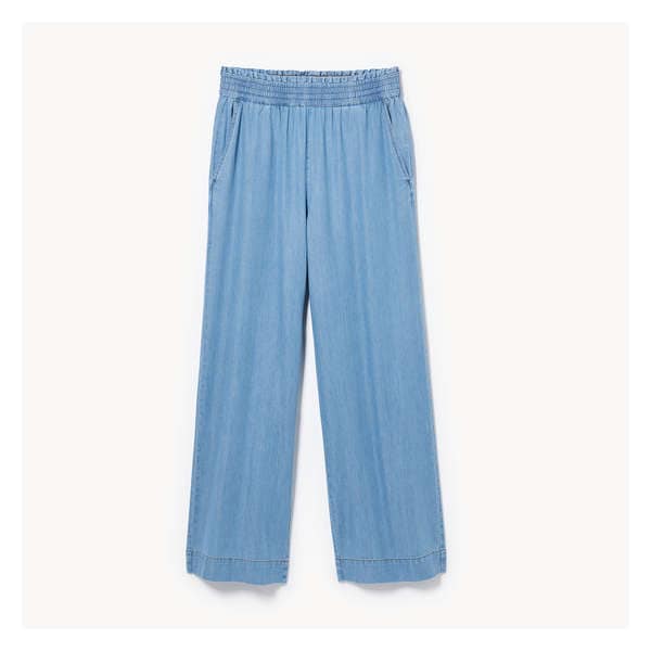 Light Wash Wide Leg Chambray Pant - Light Wash
