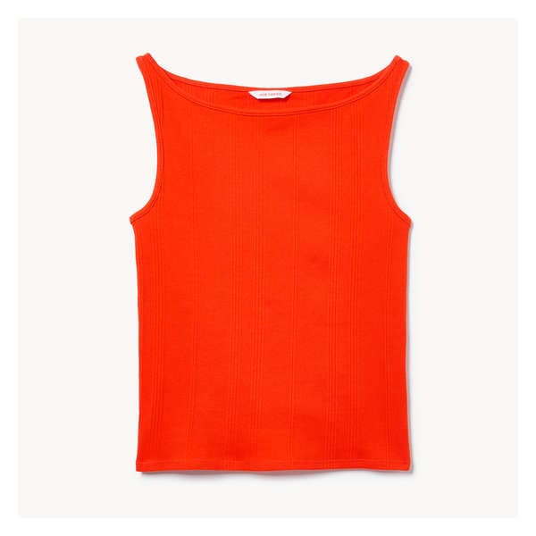 High Neck Rib Tank - Bright Orange