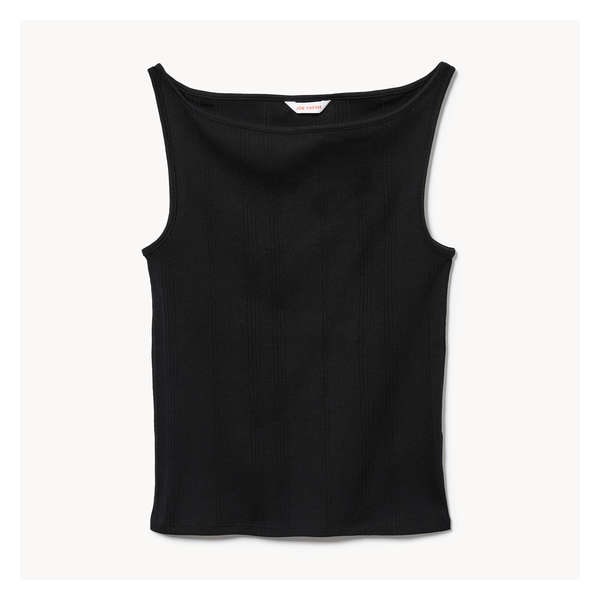 High Neck Rib Tank - JF Black