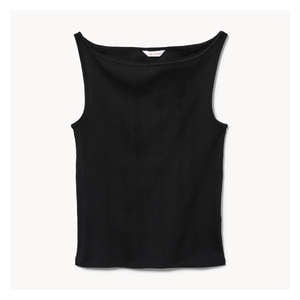 High Neck Rib Tank - JF Black