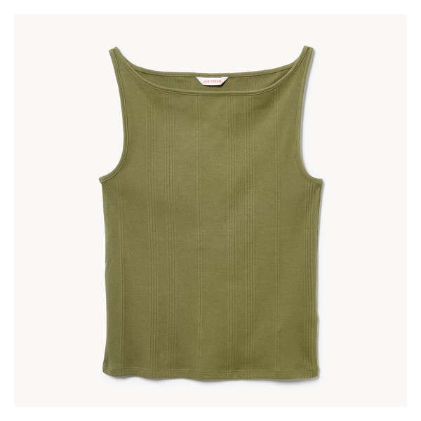 High Neck Rib Tank - Olive