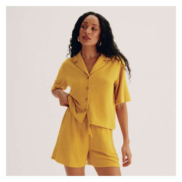Button-Up Knit Shirt - Gold