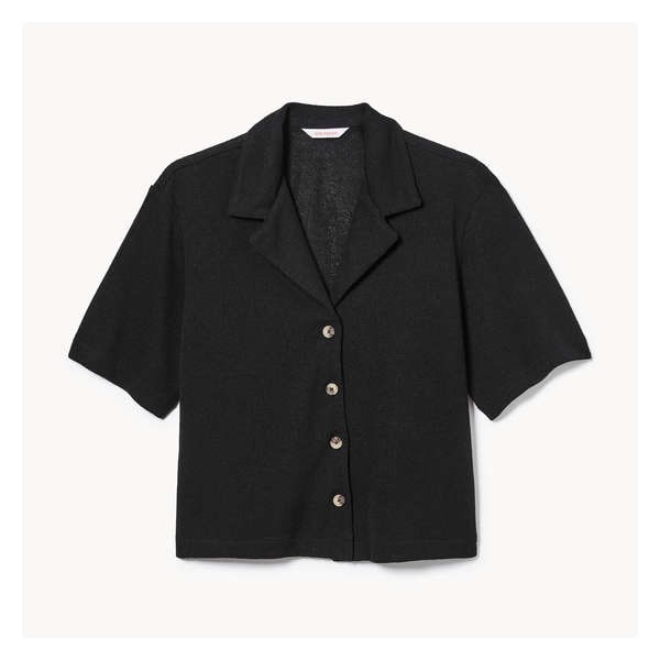 Button-Up Knit Shirt - JF Black