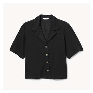Button-Up Knit Shirt - JF Black